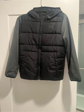 Under Armour Black Puffer Jacket with Gray Sleeves and Hood